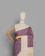 DUSTY MAUVE RESHAM THREAD WORK TUSSAR SILK SAREE
