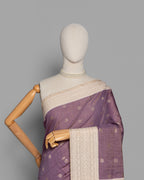 DUSTY MAUVE RESHAM THREAD WORK TUSSAR SILK SAREE