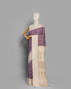 DUSTY MAUVE RESHAM THREAD WORK TUSSAR SILK SAREE