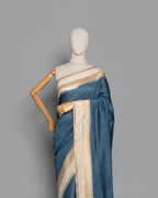 MIST BLUE HANDLOOM TUSSAR SILK SAREE