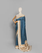 MIST BLUE HANDLOOM TUSSAR SILK SAREE