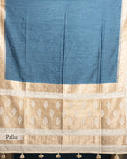 MIST BLUE HANDLOOM TUSSAR SILK SAREE