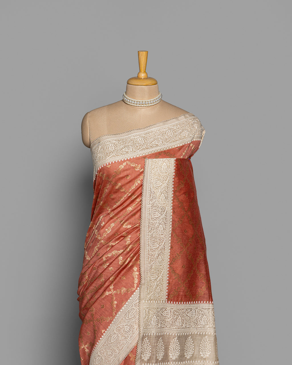 RUST ORANGE ORGANIC TUSSAR SAREE