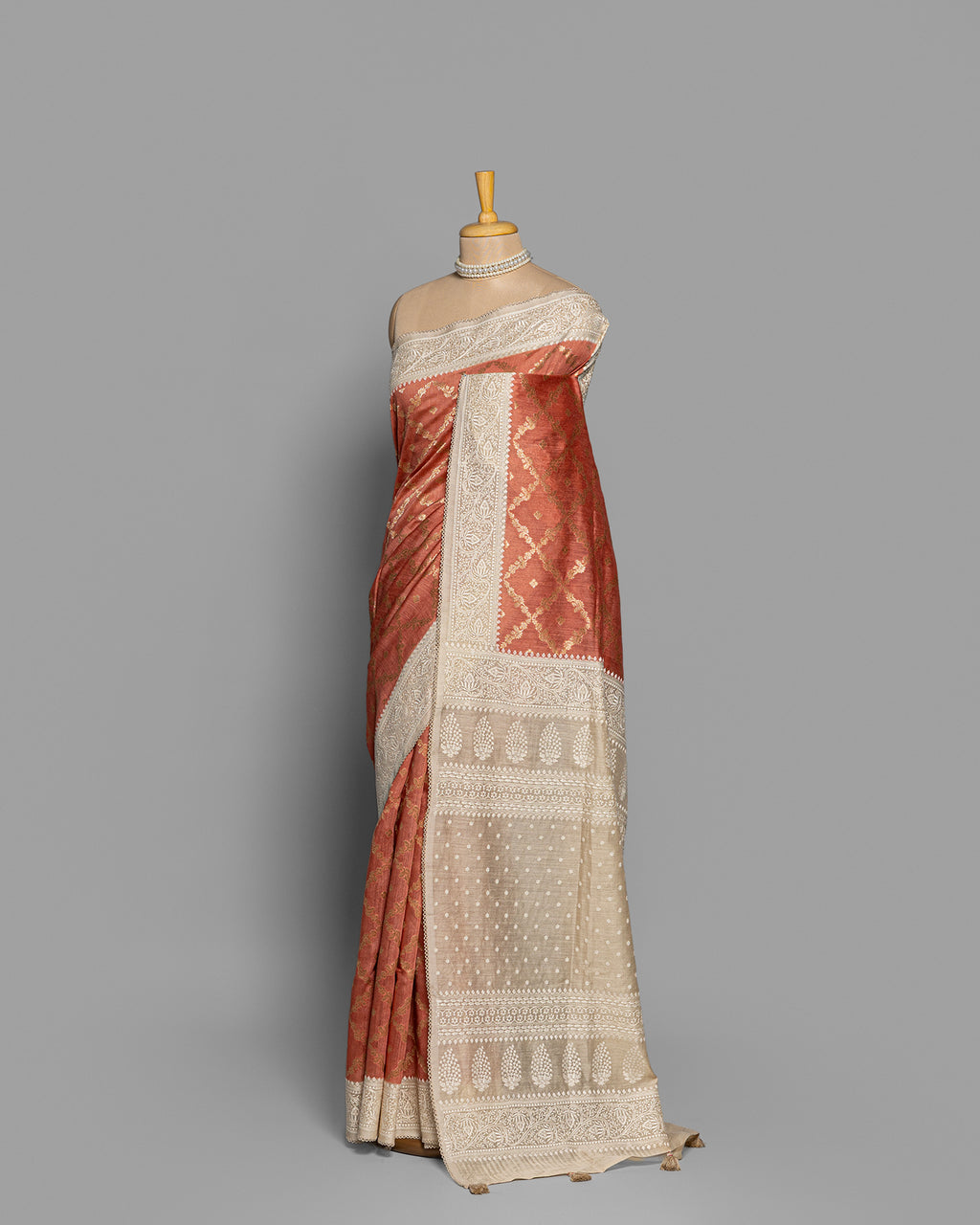 RUST ORANGE ORGANIC TUSSAR SAREE
