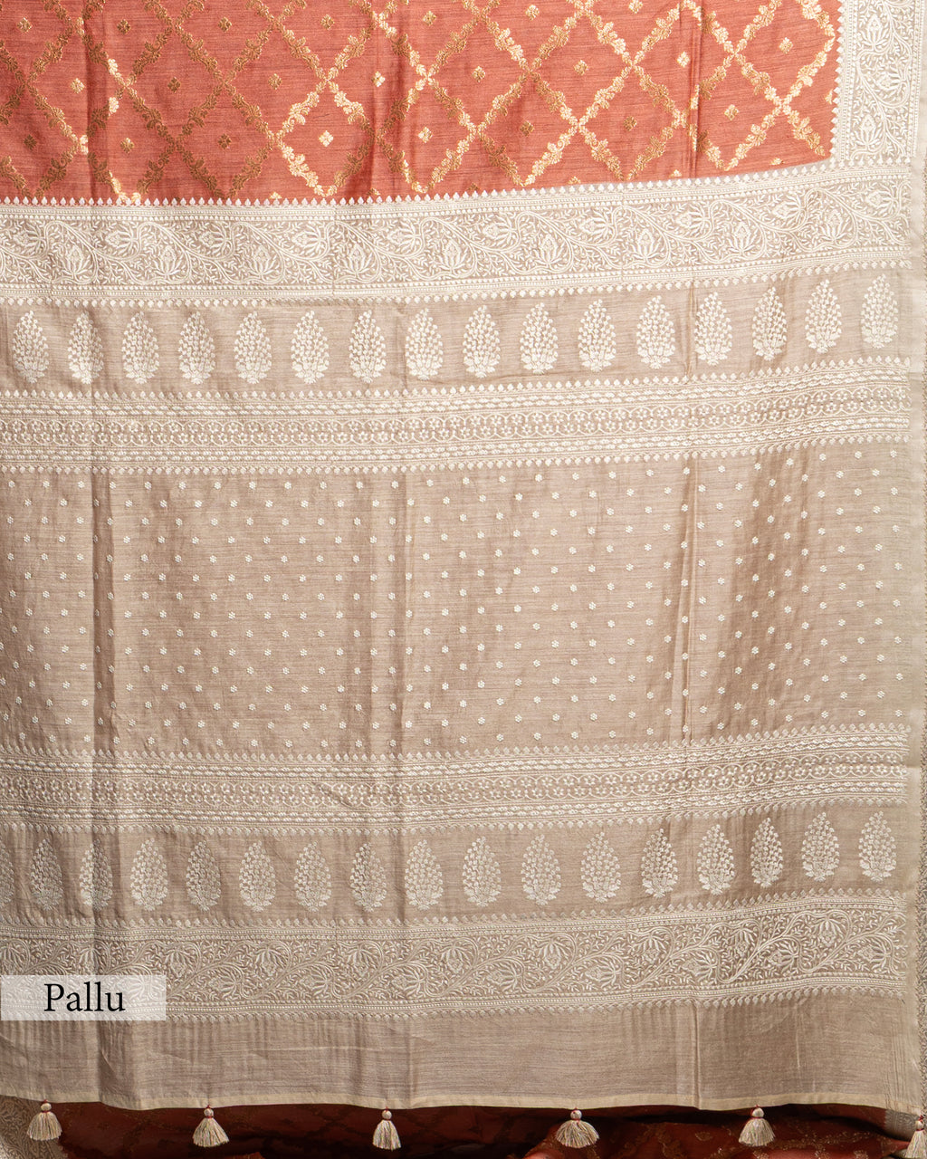 RUST ORANGE ORGANIC TUSSAR SAREE
