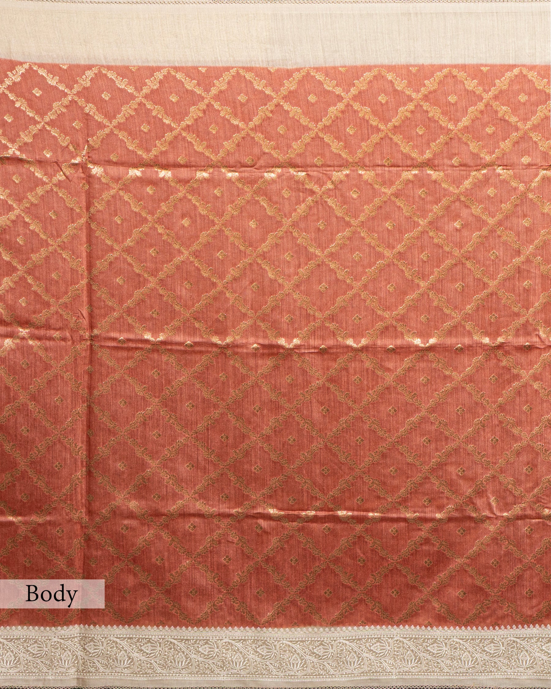 RUST ORANGE ORGANIC TUSSAR SAREE