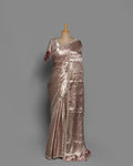 DUSTY MAUVE BANARASI TISSUE WITH ZARI BORDER SAREE