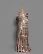 DUSTY MAUVE BANARASI TISSUE WITH ZARI BORDER SAREE