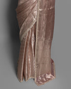 DUSTY MAUVE BANARASI TISSUE WITH ZARI BORDER SAREE