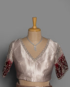 DUSTY MAUVE BANARASI TISSUE WITH ZARI BORDER SAREE