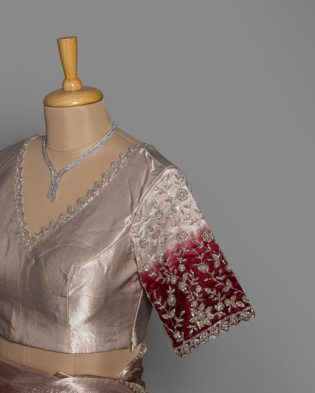 DUSTY MAUVE BANARASI TISSUE WITH ZARI BORDER SAREE