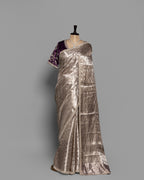 SILVER ROYAL PURPLE BANARASI TISSUE SAREE