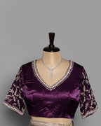 SILVER ROYAL PURPLE BANARASI TISSUE SAREE
