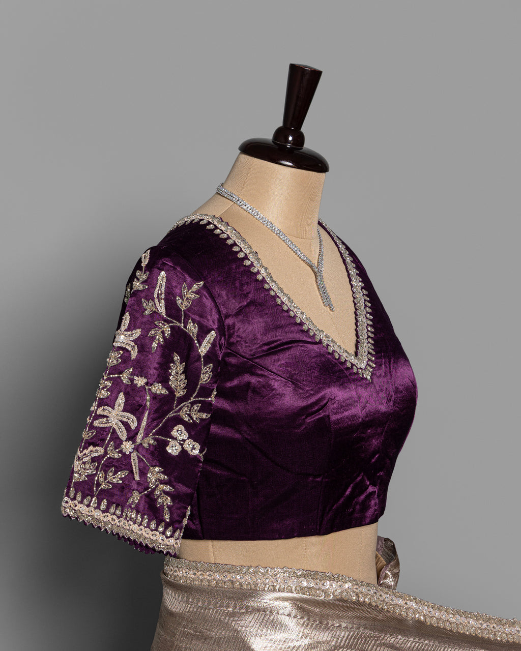 SILVER ROYAL PURPLE BANARASI TISSUE SAREE