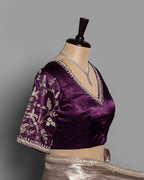 SILVER ROYAL PURPLE BANARASI TISSUE SAREE