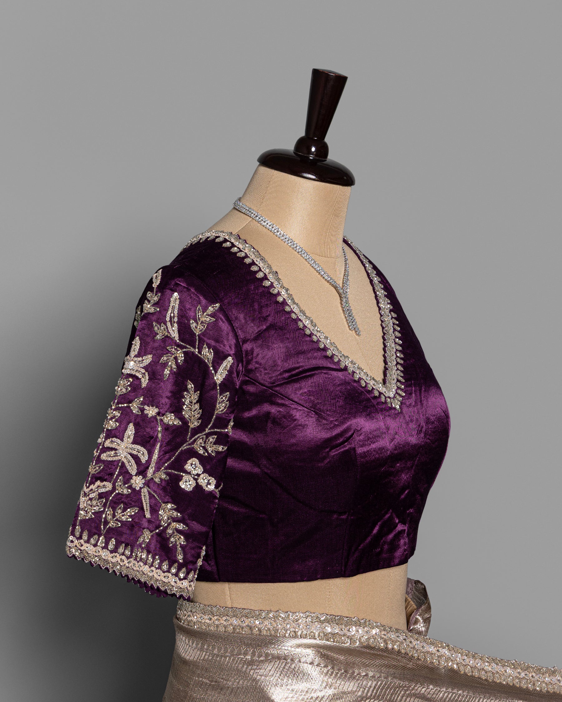 SILVER ROYAL PURPLE BANARASI TISSUE SAREE