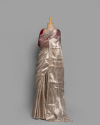CHAMPAGNE GOLD WITH SILVER ZARI BANARASI TISSUE SAREE