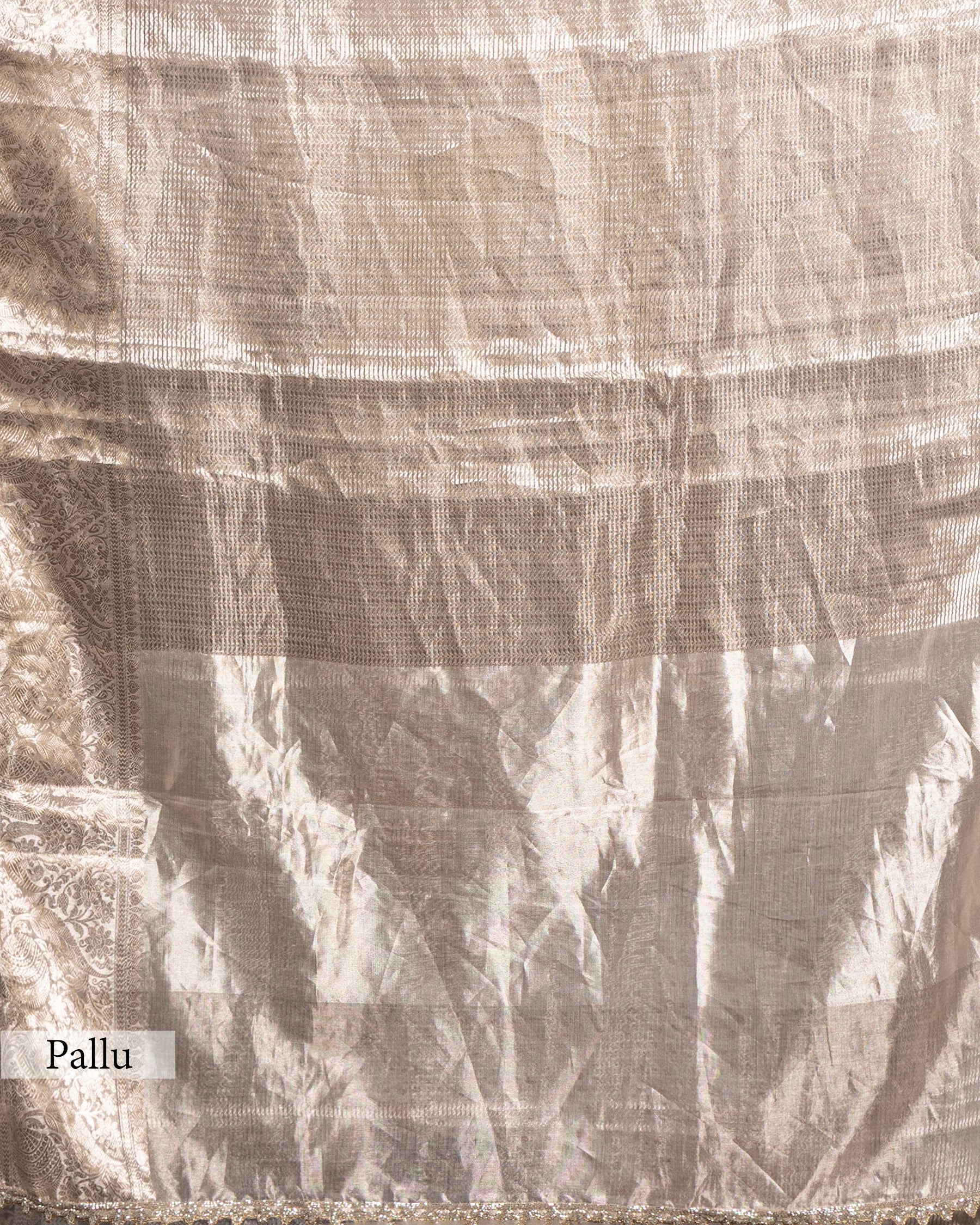 CHAMPAGNE GOLD WITH SILVER ZARI BANARASI TISSUE SAREE