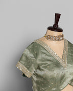 MUSTARD DESIGNER ORGANZA SAREE WITH HAND EMBELLISHMENTS