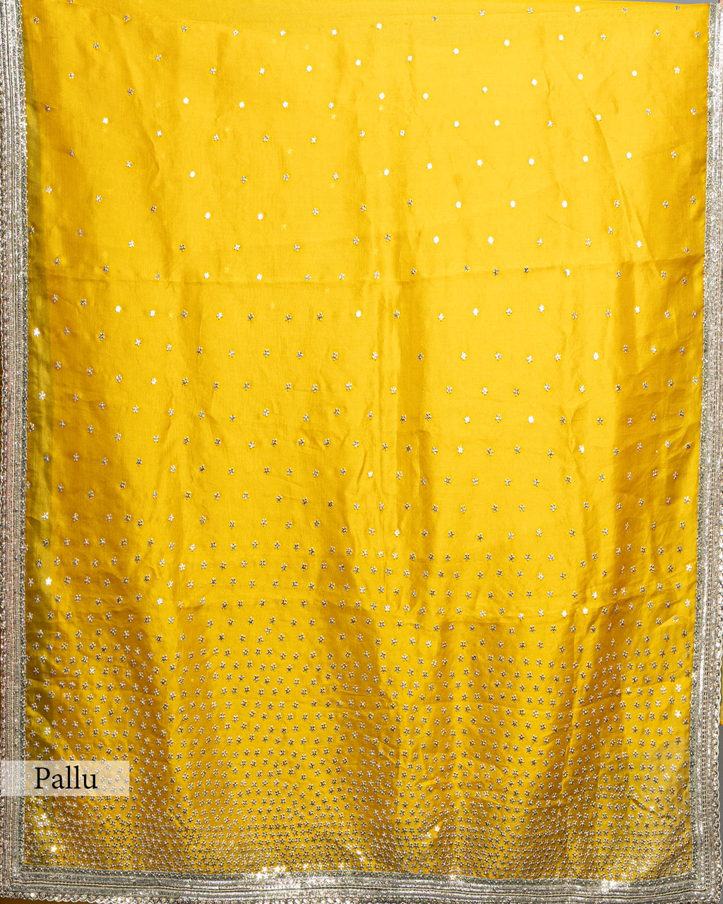MUSTARD DESIGNER ORGANZA SAREE WITH HAND EMBELLISHMENTS