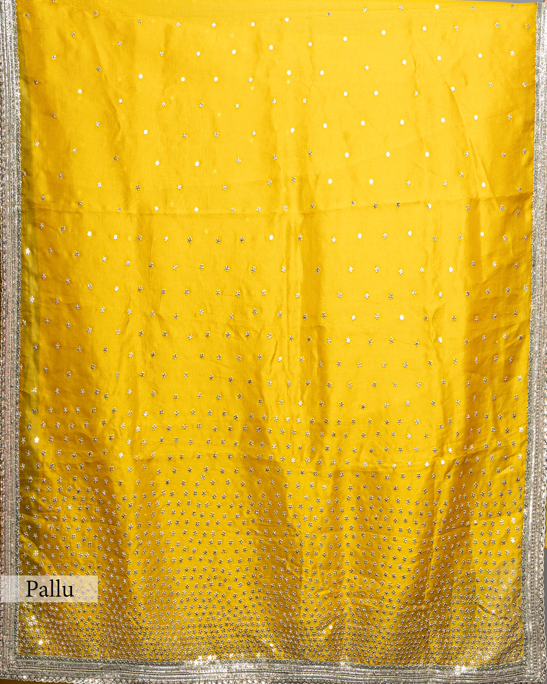 MUSTARD DESIGNER ORGANZA SAREE WITH HAND EMBELLISHMENTS