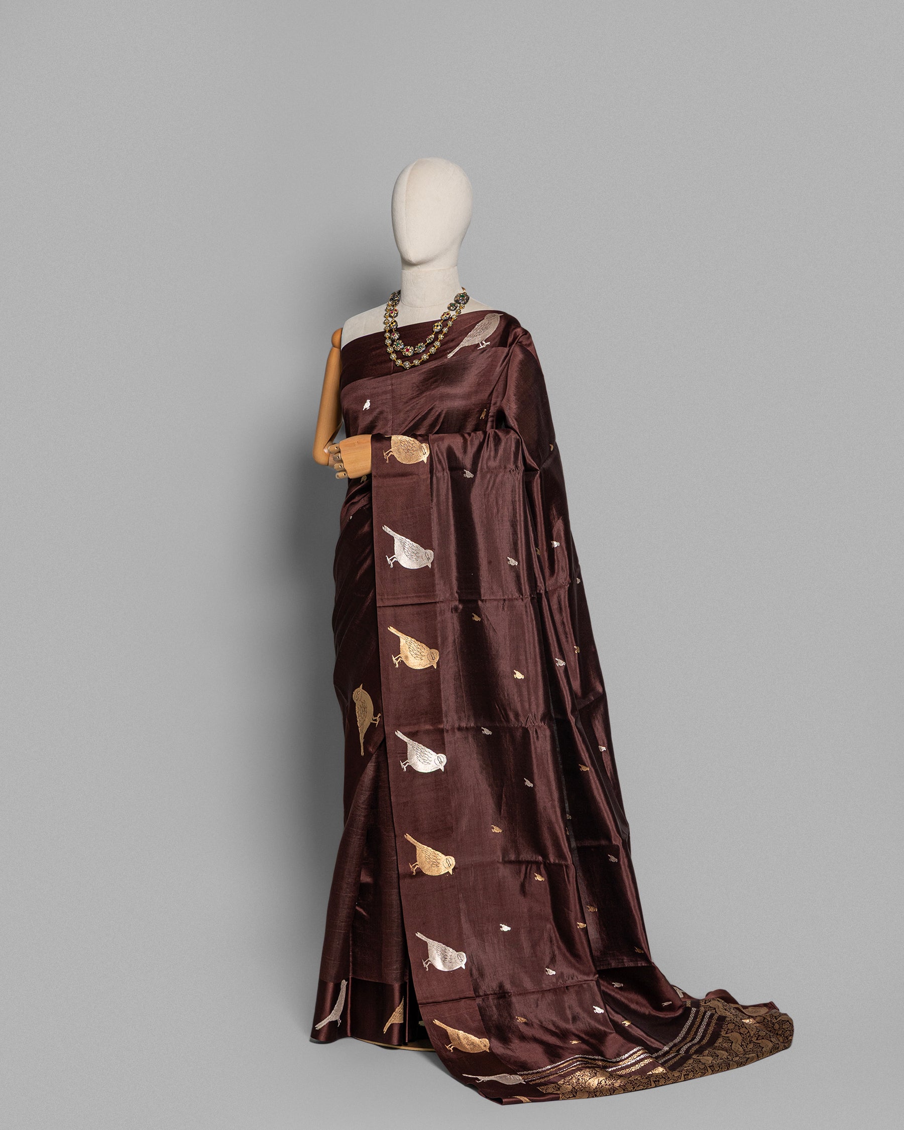COFFEE BROWN TRADITIONAL SILK WOVEN SAREE