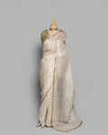IVORY DESIGNER ORGANZA SAREE WITH SEQUIN & PEARL WORK