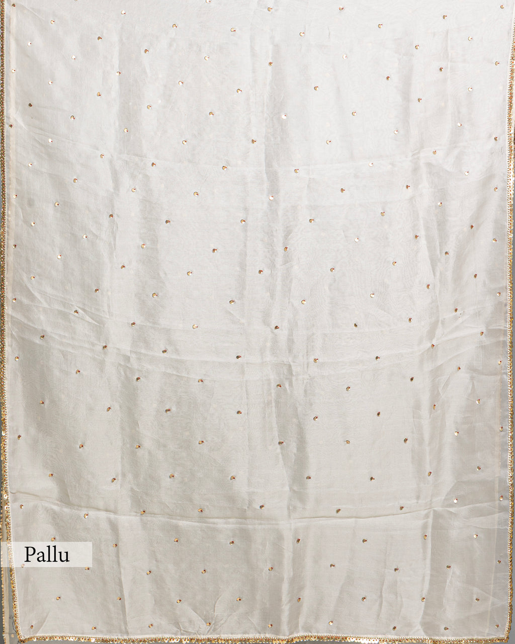 IVORY DESIGNER ORGANZA SAREE WITH SEQUIN & PEARL WORK