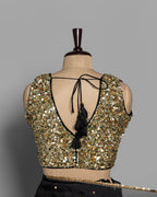 EBONY DESIGNER ORGANZA SAREE WITH SEQUIN & PEARL WORK