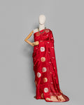 CRIMSON RED SOFT SILK BANARASI SAREE