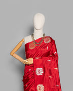 CRIMSON RED SOFT SILK BANARASI SAREE