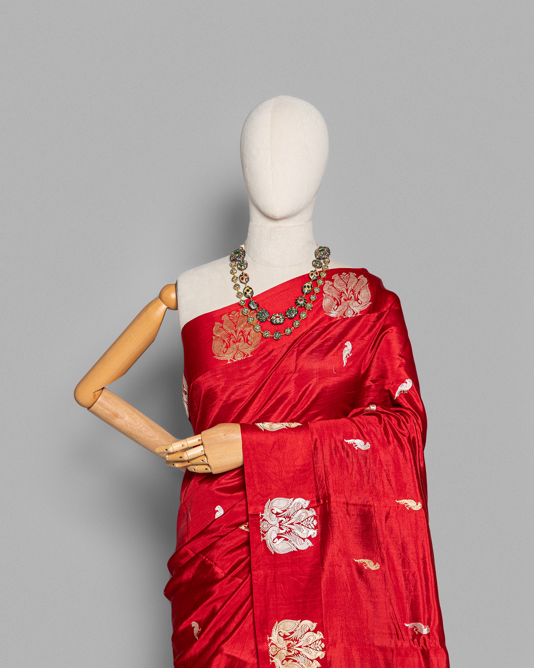 CRIMSON RED SOFT SILK BANARASI SAREE