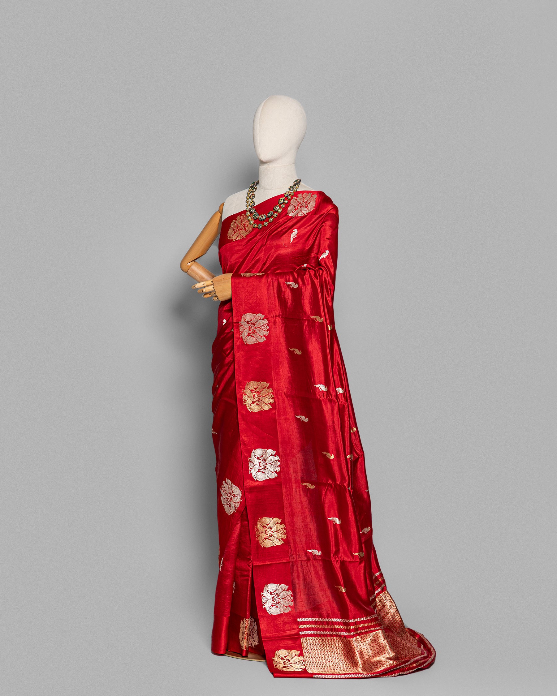 CRIMSON RED SOFT SILK BANARASI SAREE