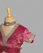 LIGHT ROSE DESIGNER ORGANZA SAREE WITH HAND EMBELLISHMENTS