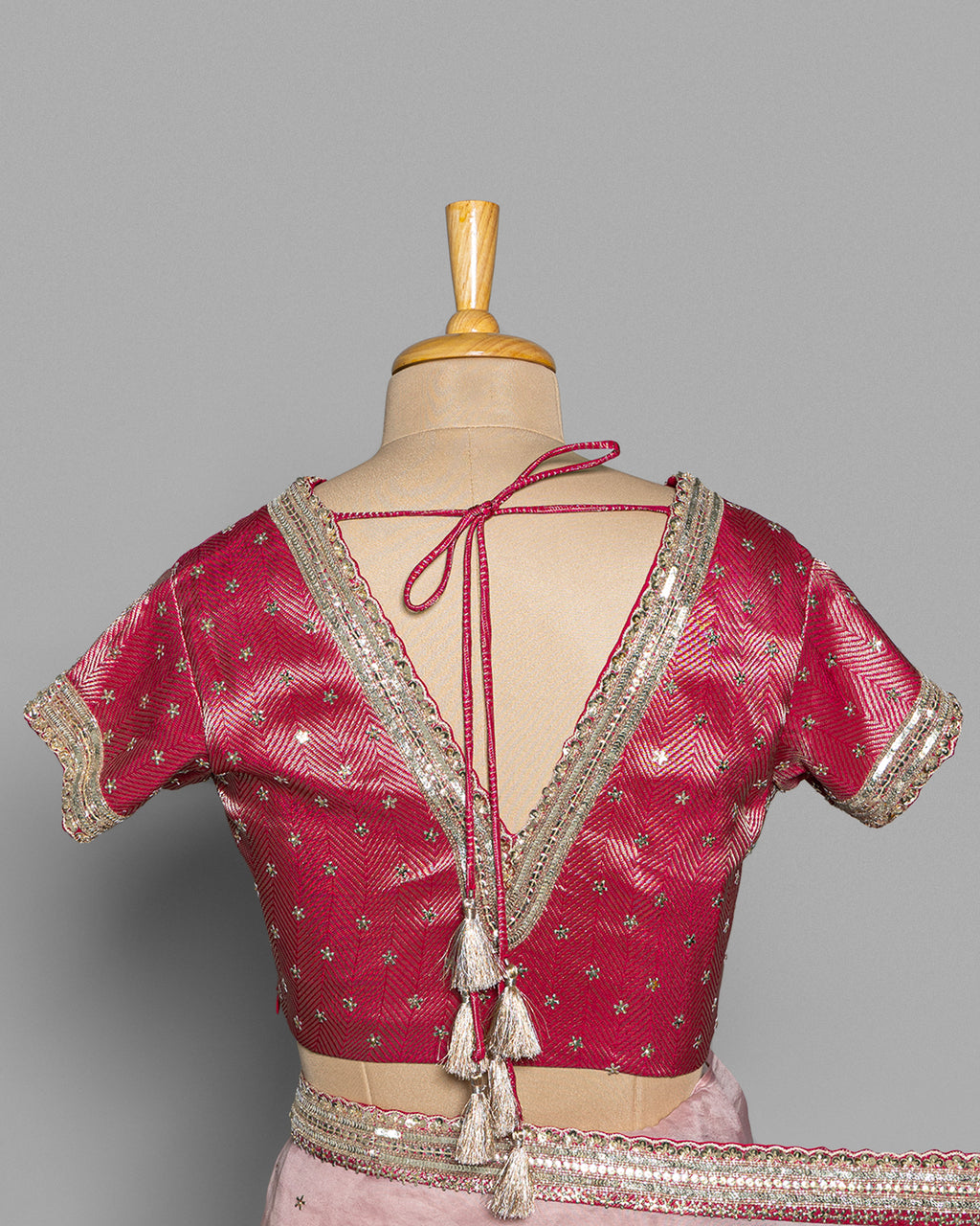 LIGHT ROSE DESIGNER ORGANZA SAREE WITH HAND EMBELLISHMENTS