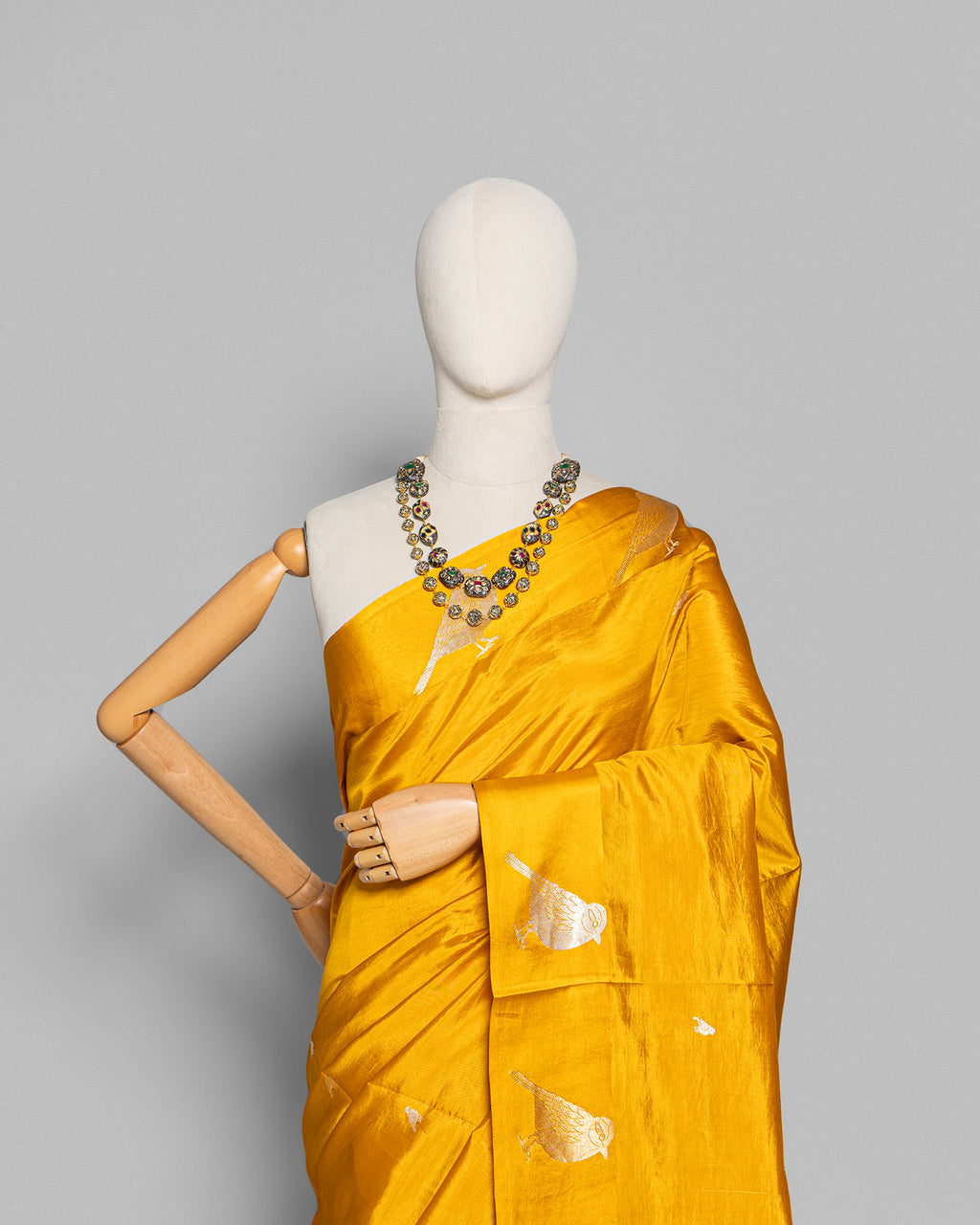 MUSTARD YELLOW TRADITIONAL SILK WOVEN SAREE