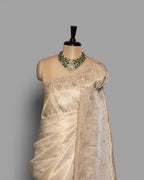 EMBELLISHED IVORY BANARASI SILK SAREE