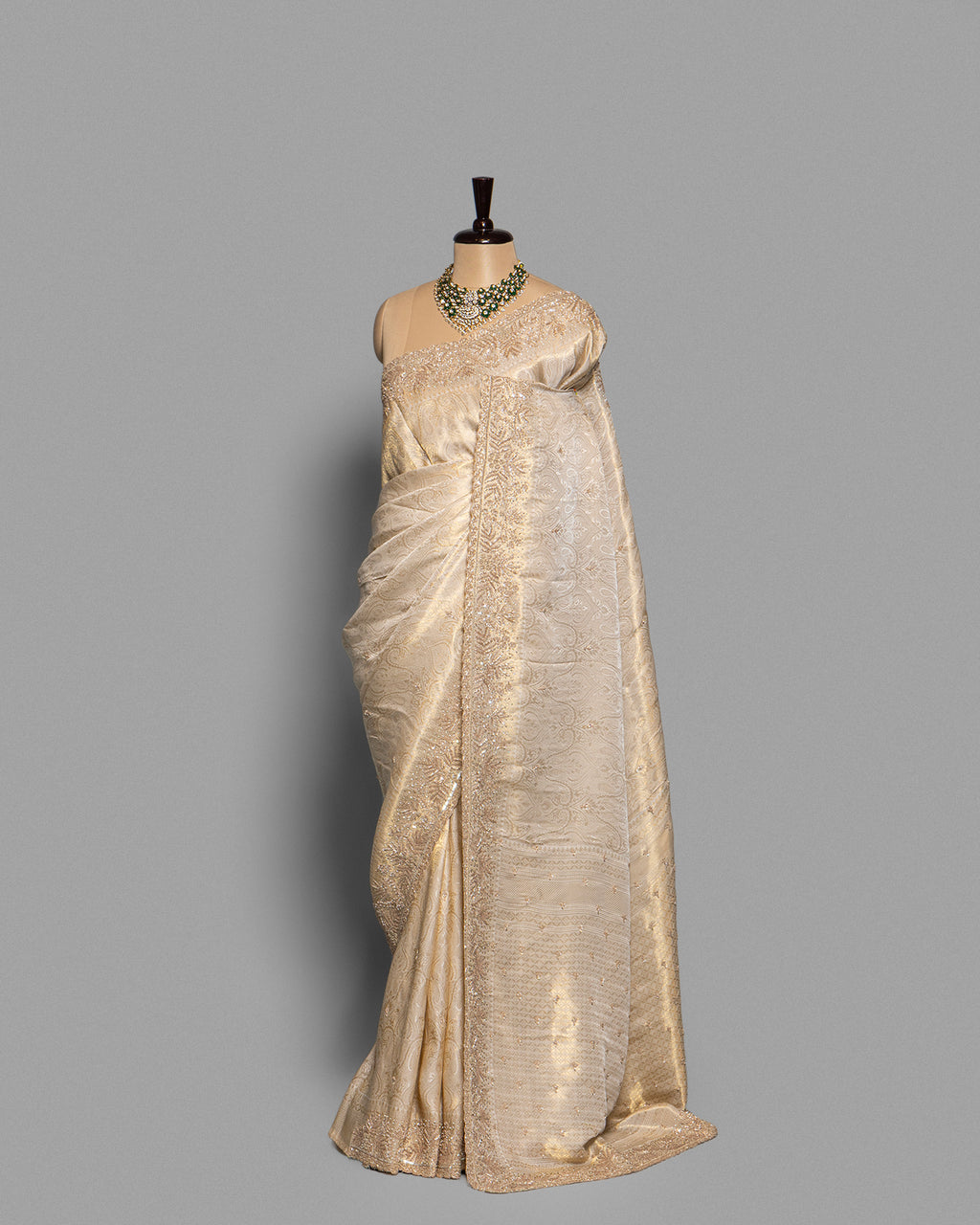 EMBELLISHED IVORY BANARASI SILK SAREE