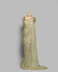 SHIMMER GREEN CRUSHED CHIFFON SAREE