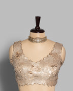 COFFEE HEAVILY SEQUINED CRUSHED CHIFFON SAREE