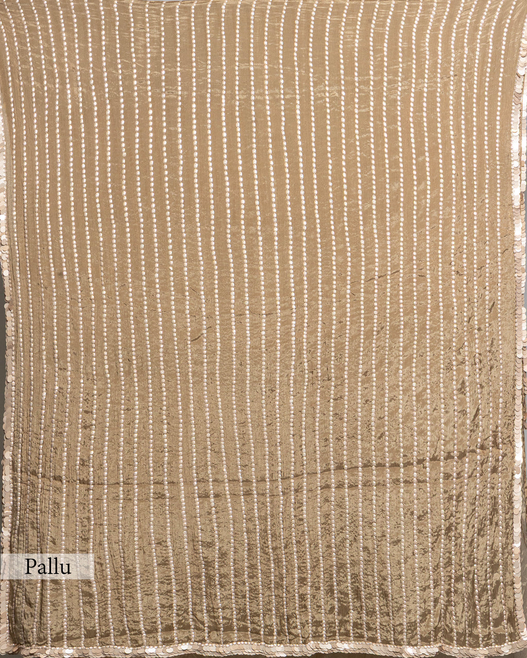 COFFEE HEAVILY SEQUINED CRUSHED CHIFFON SAREE