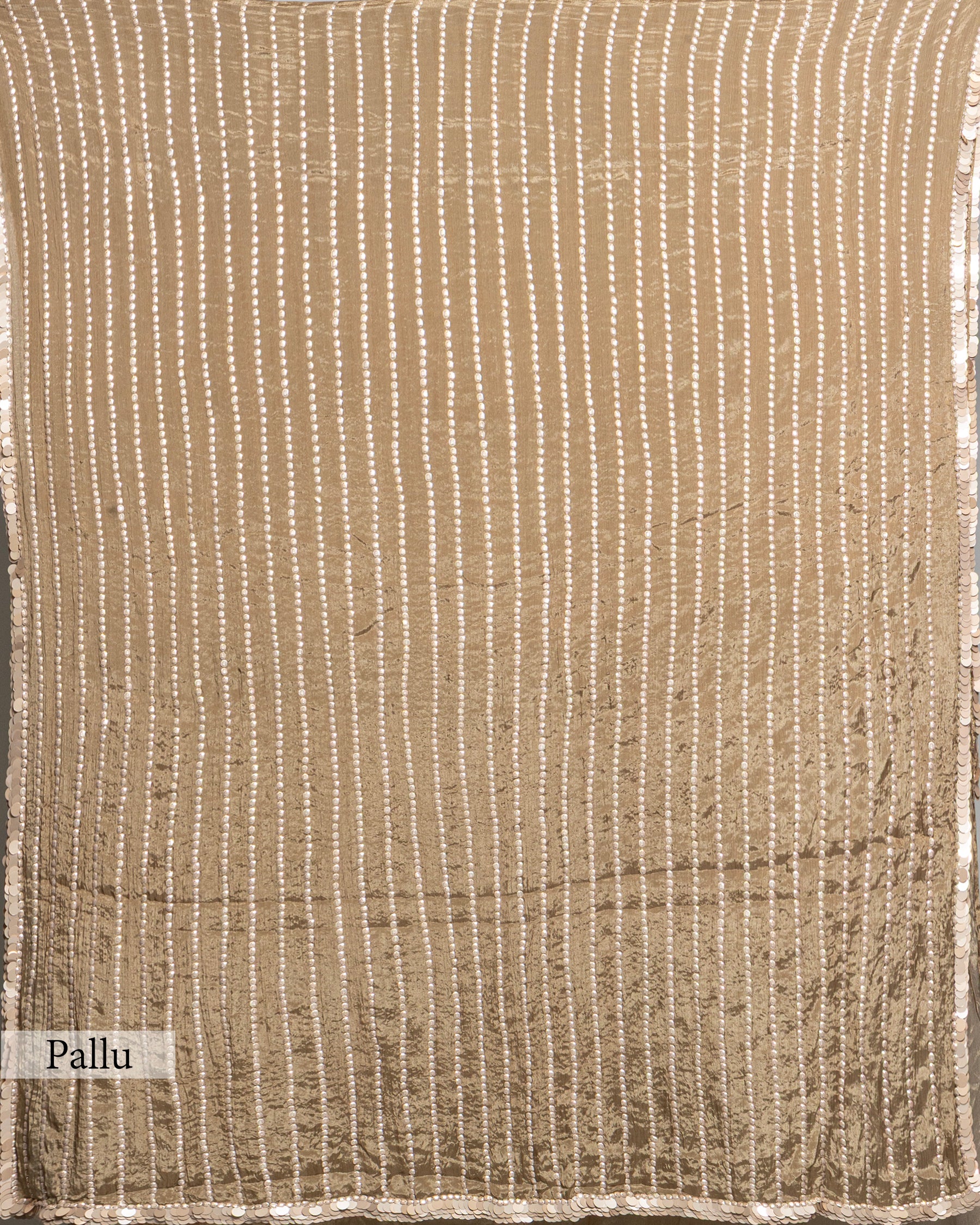 COFFEE HEAVILY SEQUINED CRUSHED CHIFFON SAREE