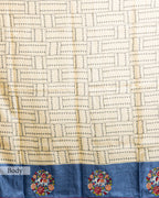 HANDPRINTED TUSSAR CROSS STITCH WORK SAREE