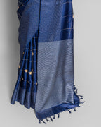 ROYAL BLUE TUSSAR SILK KANTHAA WORK SAREE