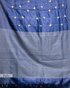 ROYAL BLUE TUSSAR SILK KANTHAA WORK SAREE