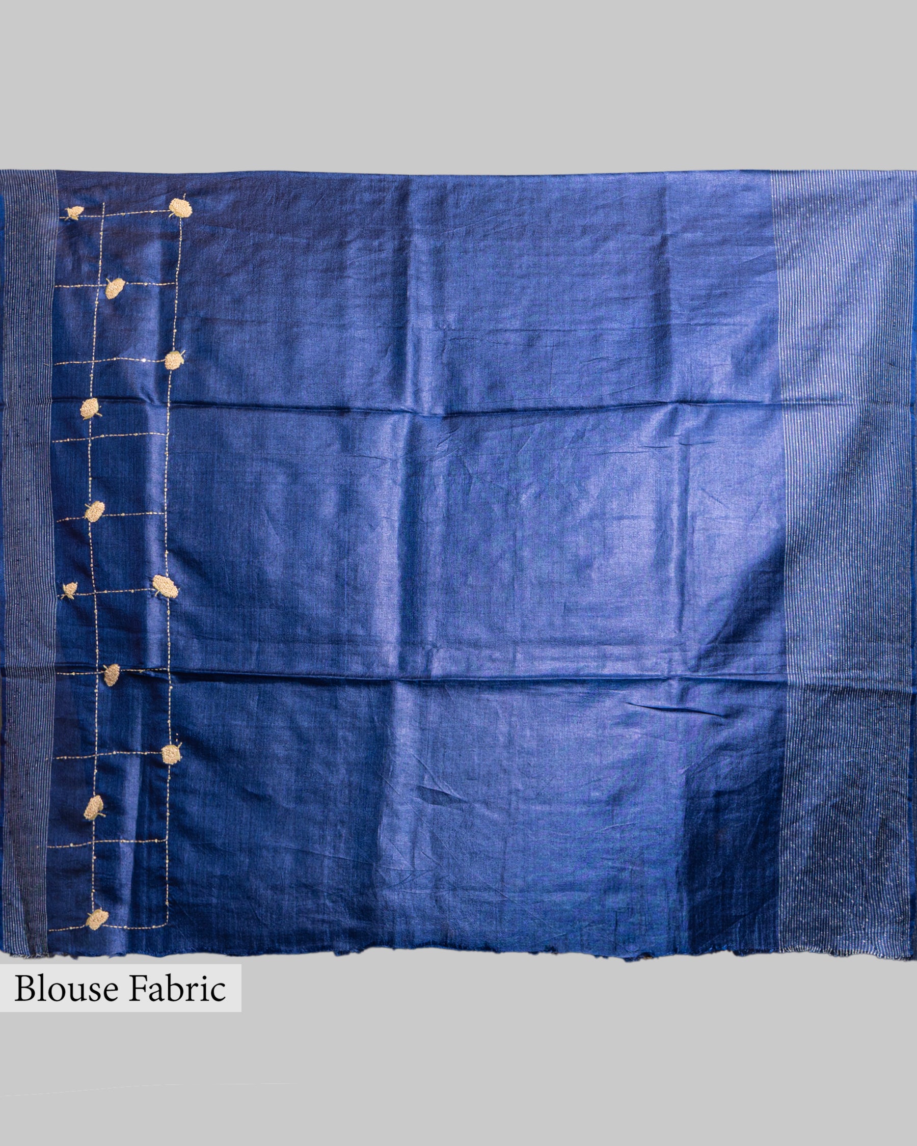 ROYAL BLUE TUSSAR SILK KANTHAA WORK SAREE