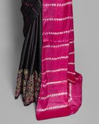 DUAL COLOR TUSSAR SILK SHIBORI PRINTED SAREE