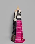DUAL COLOR TUSSAR SILK SHIBORI PRINTED SAREE