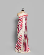 MULTICOLOR STRIPED SCALLOP BORDER SAREE