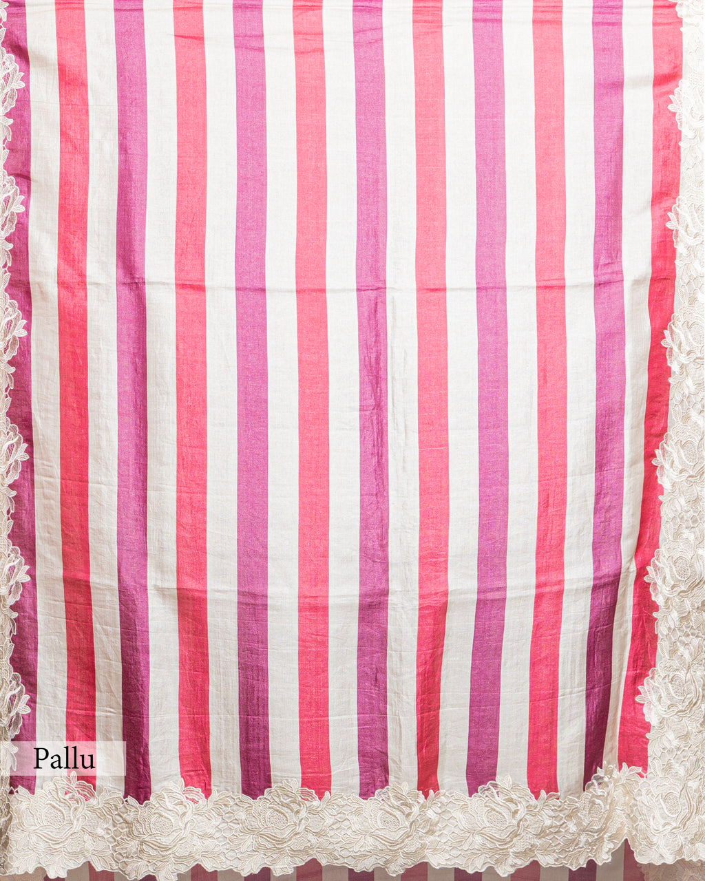 MULTICOLOR STRIPED SCALLOP BORDER SAREE